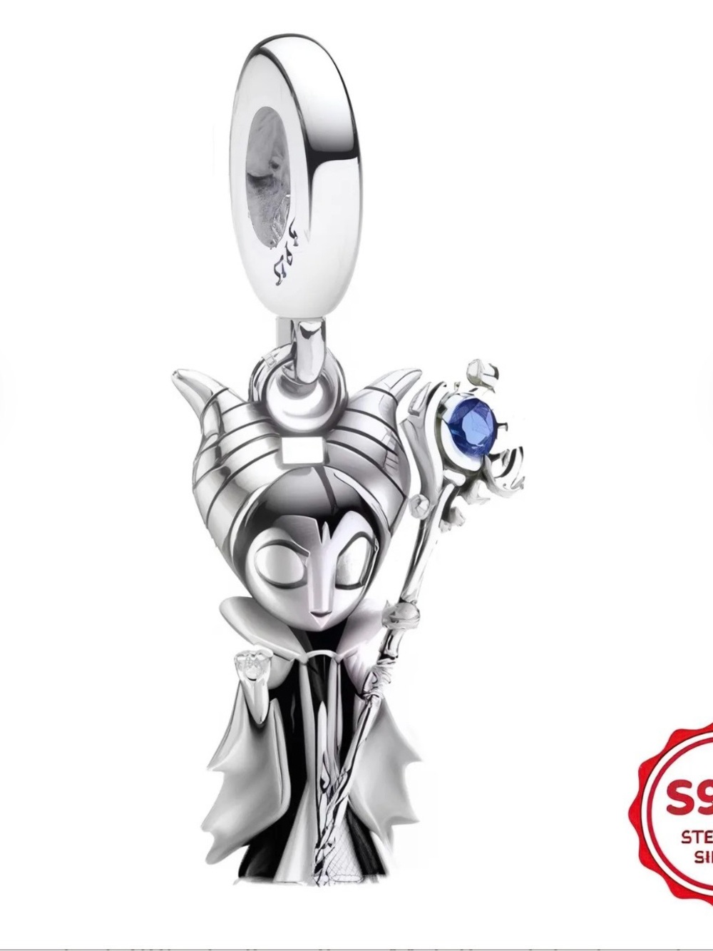 Disney’s Sterling Silver Maleficent Pendant with Blue Accent